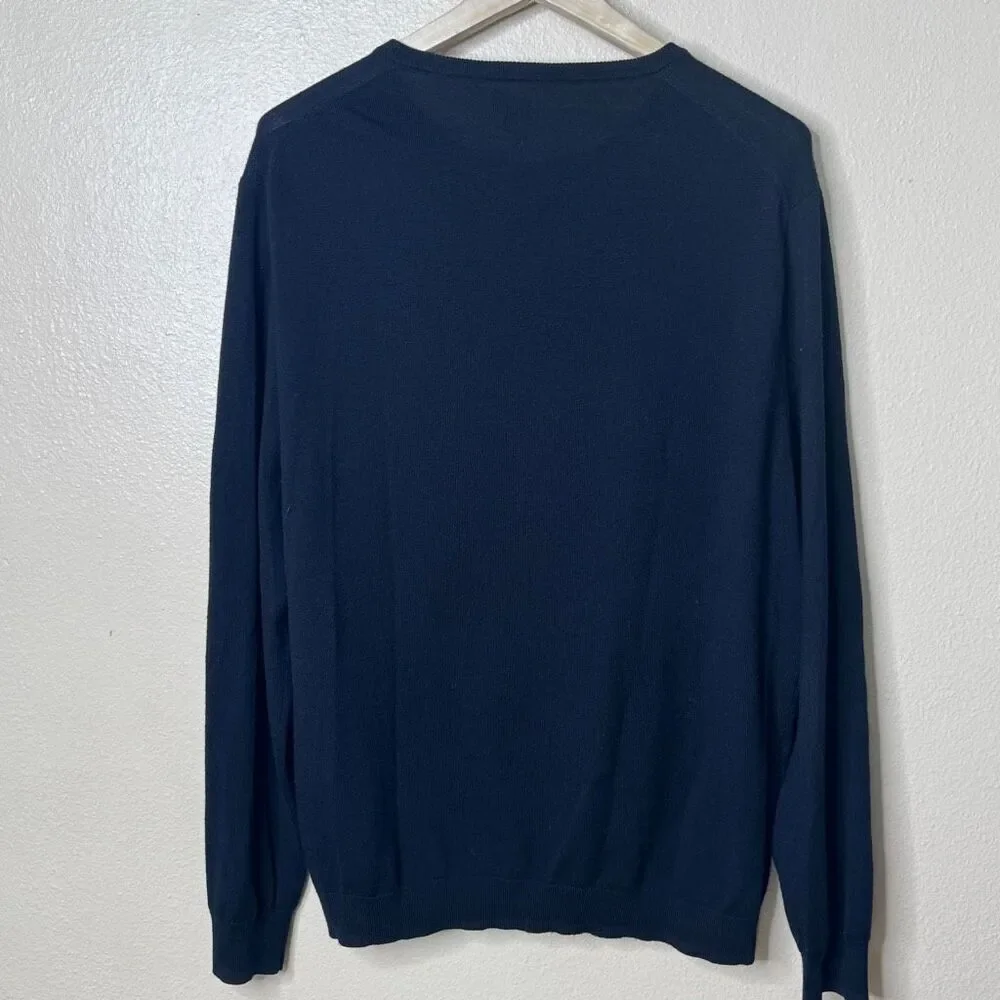J. Crew Sweater Mens XLT Black Crewneck Knitted Merino Wool Pullover Classic Fit
